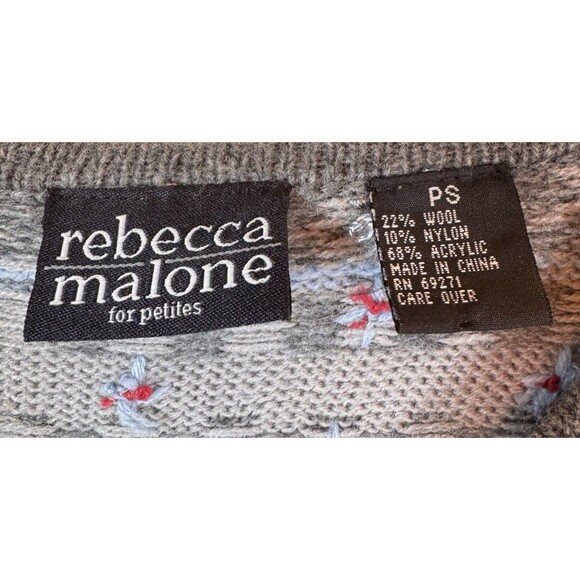 Rebecca Malone Cardigan Sweater Women's Small Petite Wool Blend Flowers - Picture 7 of 10